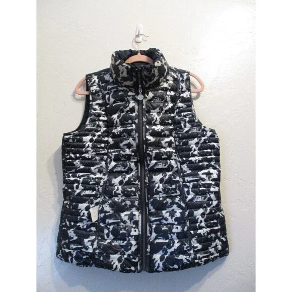 Nautica Womens Reversible Puffer Vest Sz L Navy Blue Zip Front Medium Weight - Picture 3 of 8